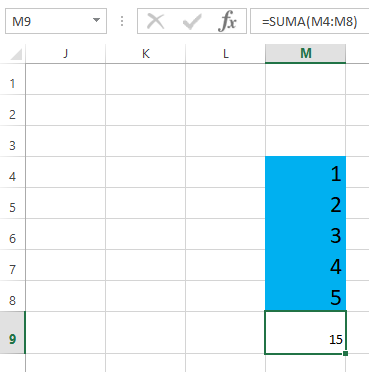 Sumar con función SUMA en Excel