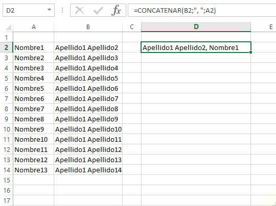 Ejemplo de arrastrar fórmula en Excel