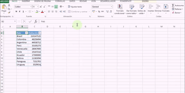 Insertar gráfico en Excel