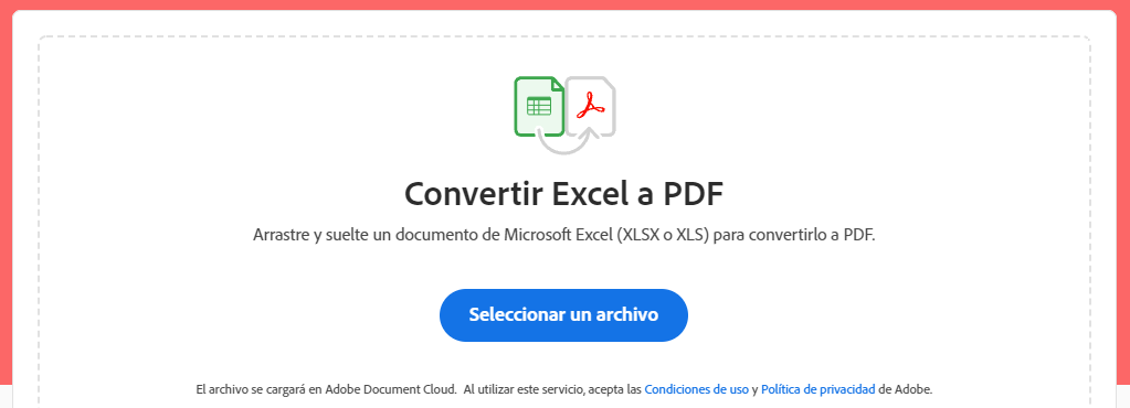 convertir Excel a PDF en Adobe