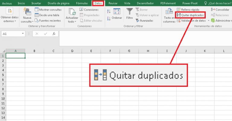 ¿Dónde está el icono de quitar duplicados en las diferentes versiones